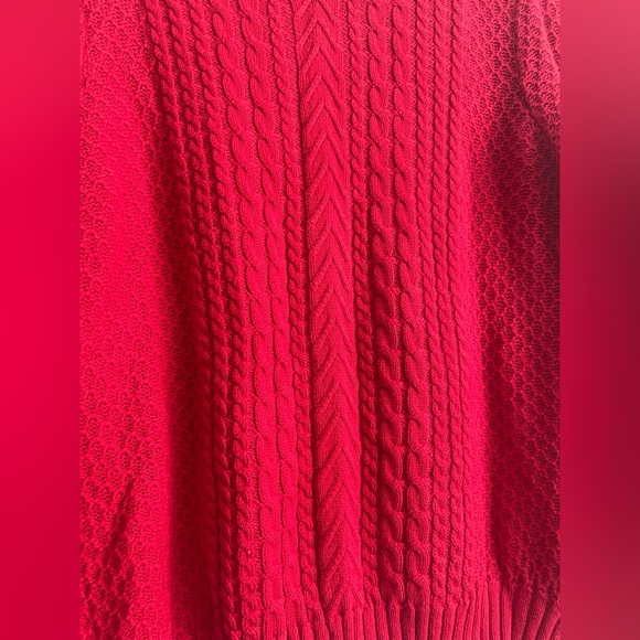 Studio Works Sweater Womens Red Pullover Crew Neck Long Sleeve Cable Knit XL - Picture 7 of 7